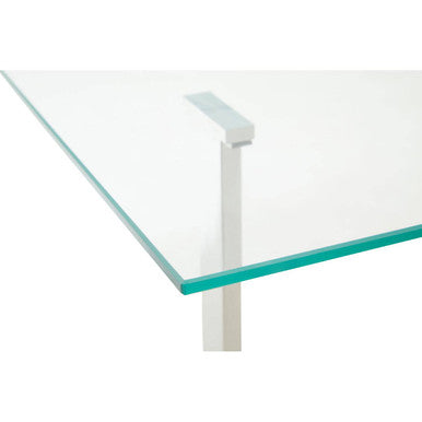 Silver and Gold Steel Frame Console Table with Glass Top | Alvea