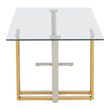 Silver and Gold Steel Frame Coffee Table with Glass Top | Alvea