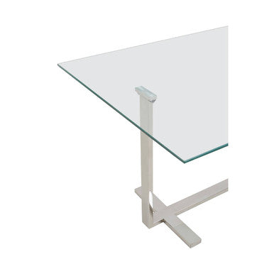 Silver and Gold Steel Frame Coffee Table with Glass Top | Alvea