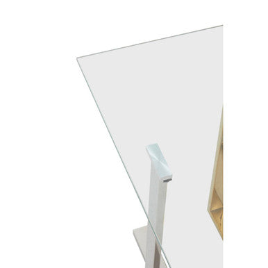 Silver and Gold Steel Frame Side Table with Glass Top | Alvea