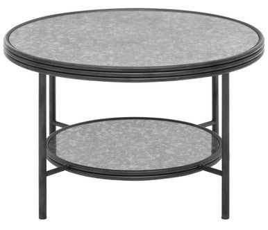 Black Antique Mirror 2 Tier Round Coffee Table | Xania
