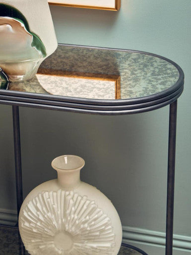 Black Wooden Top Rectangular Console Table with Metal Frame | Xania