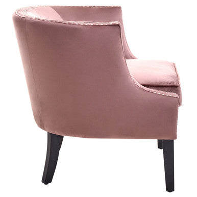 Pink Velvet Studded Chair | Larissa