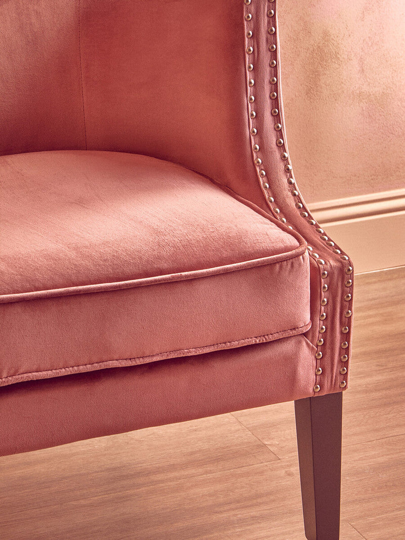 Pink Velvet Studded Chair | Larissa