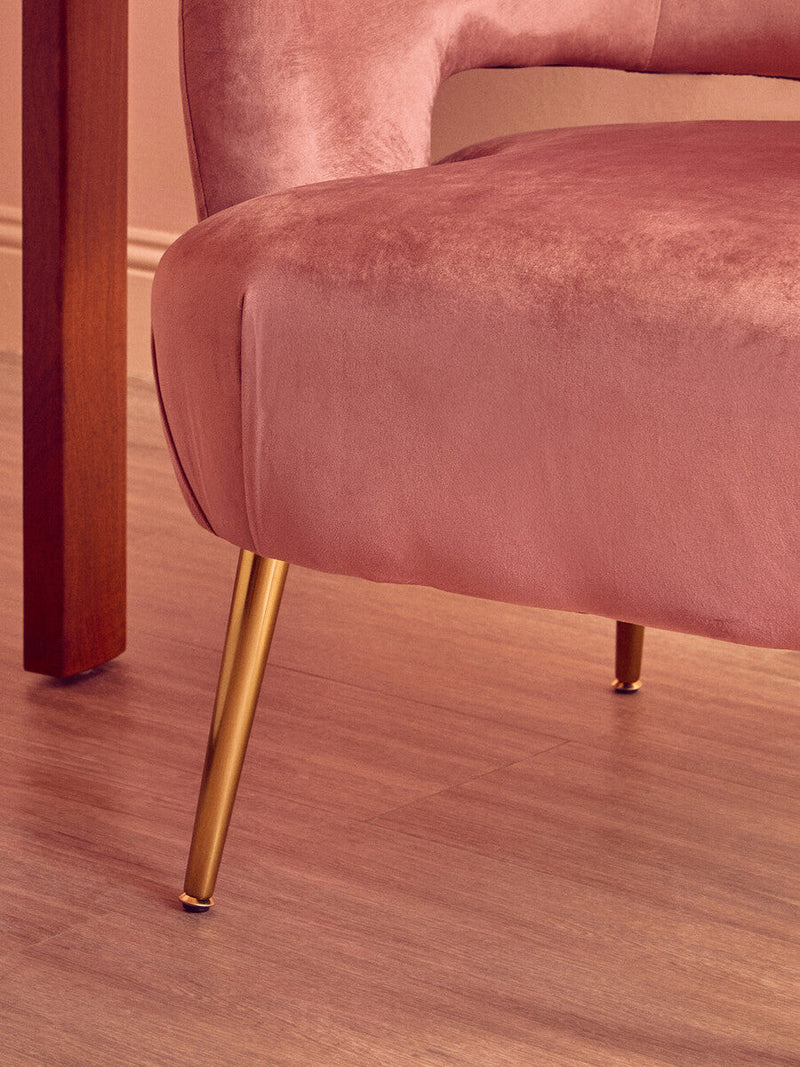 Pink Velvet Curved Accent Chair | Larissa