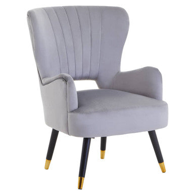 Grey Velvet Cut Out Back Chair | Loretta