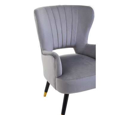 Grey Velvet Cut Out Back Chair | Loretta