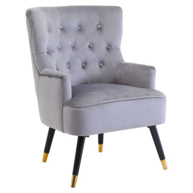 Grey Velvet Tufted Chair | Loretta