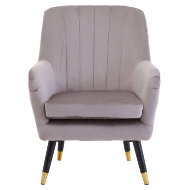 Mink Velvet Accent Chair with Black Legs | Loretta