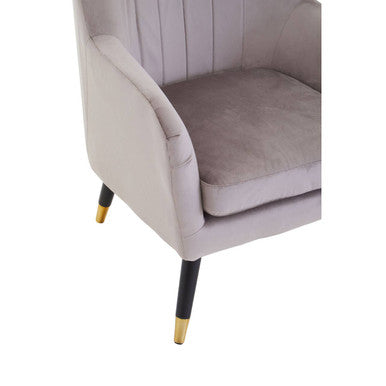 Mink Velvet Accent Chair with Black Legs | Loretta