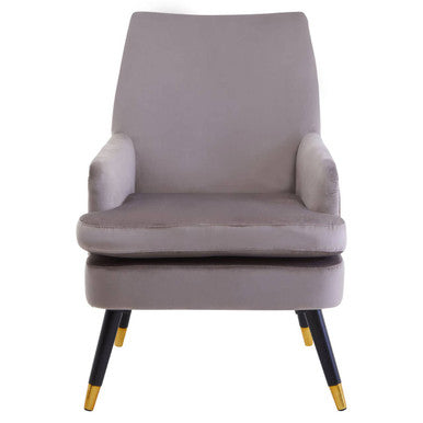 Mink Velvet Accent Chair with Wooden Legs | Loretta