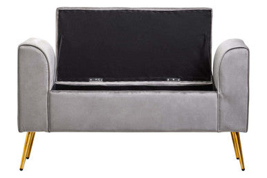 Grey Velvet Ottoman Storage Bench | Loretta