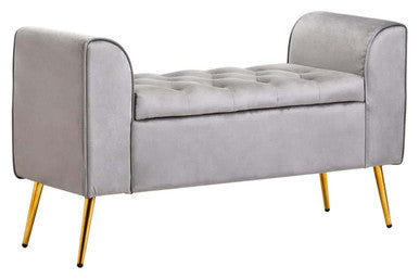 Grey Velvet Ottoman Storage Bench | Loretta
