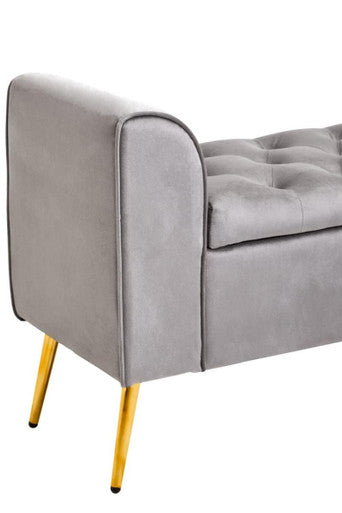 Grey Velvet Ottoman Storage Bench | Loretta