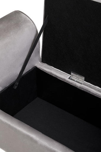 Grey Velvet Ottoman Storage Bench | Loretta