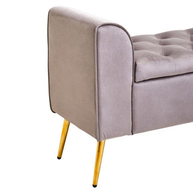 Mink Velvet Ottoman Storage Bench | Loretta