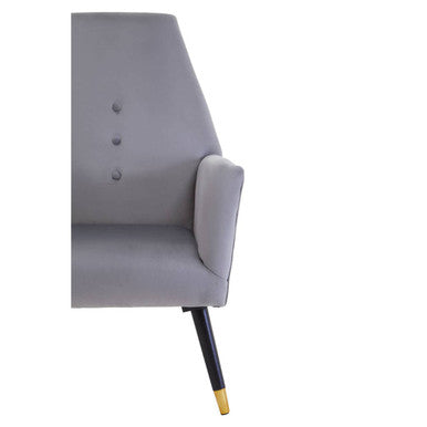 Grey Velvet Button Detail Chair | Loretta