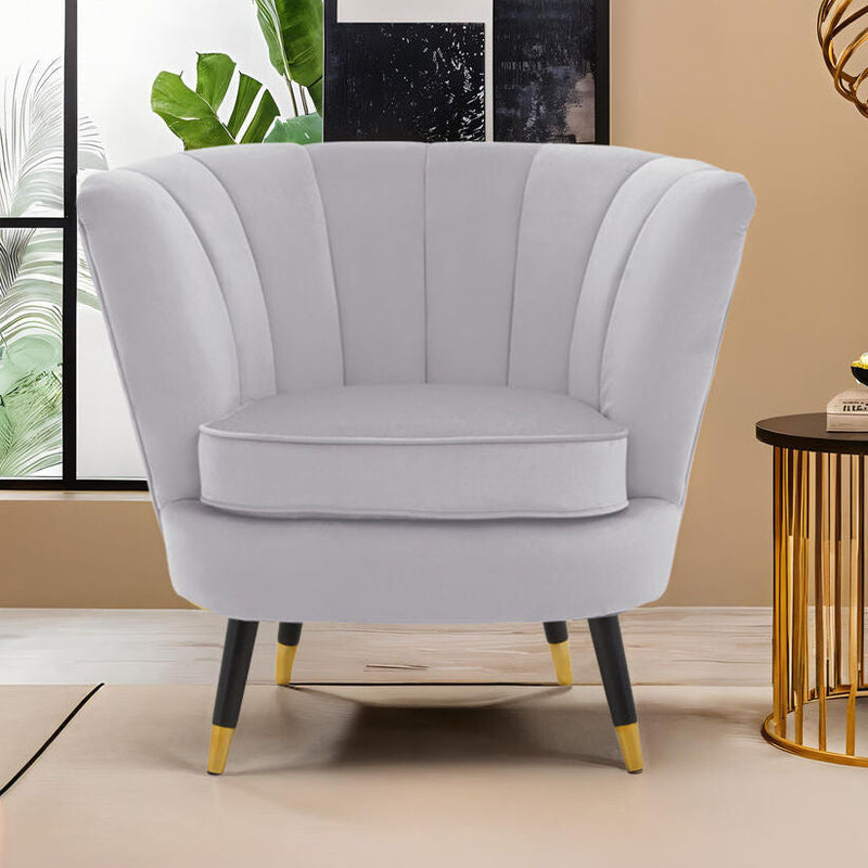 Grey Velvet Shell Accent Chair | Loretta