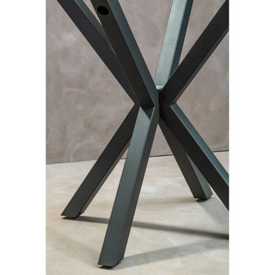 Clear Glass Top Round Dining Table with Grey Metal Legs | Salford