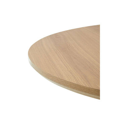Natural Wood Veneer Top Round Dining Table with Black Metal Legs | Salford