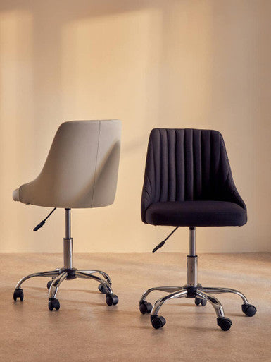 Ribbed Black and Chrome Home Office Chair | Brent
