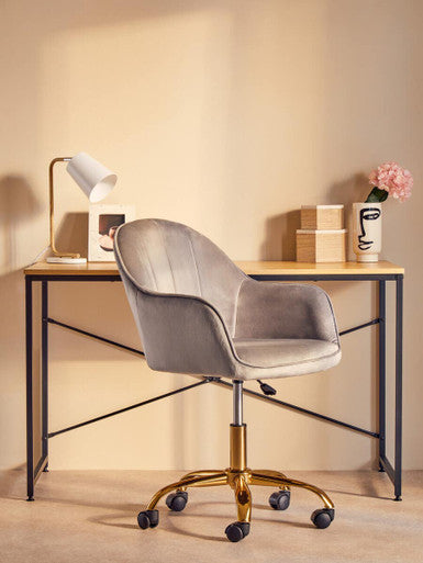 Grey Velvet and Gold Home Office Chair | Brent