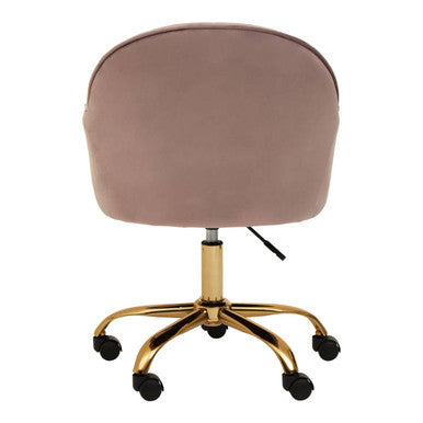 Pink Velvet and Gold Home Office Chair | Brent