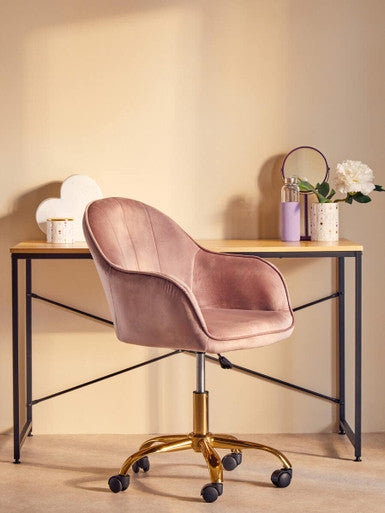 Pink Velvet and Gold Home Office Chair | Brent