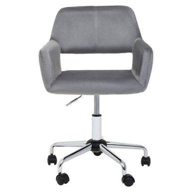 Grey Velvet and Chrome Base Home Office Chair | Brent
