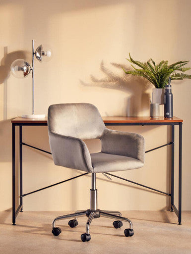 Grey Velvet and Chrome Base Home Office Chair | Brent