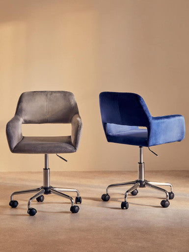 Grey Velvet and Chrome Base Home Office Chair | Brent