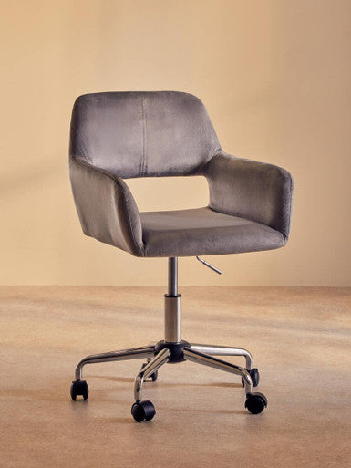 Grey Velvet and Chrome Base Home Office Chair | Brent