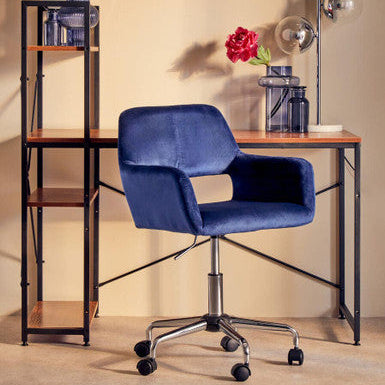 Navy Velvet and Chrome Base Home Office Chair | Brent