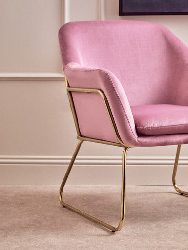 Pink Velvet Modern Accent Chair | Xander