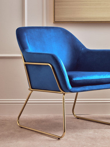 Midnight Blue Velvet Modern Accent Chair | Xander