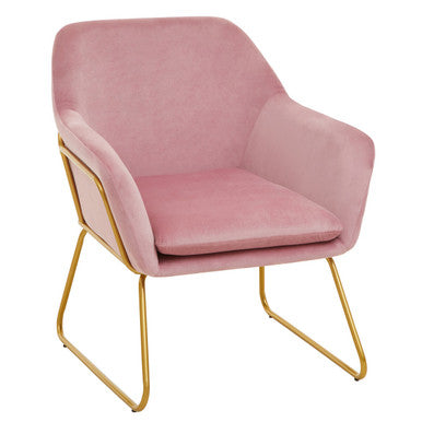 Pink Velvet and Powder Gold Frame Armchair | Xander