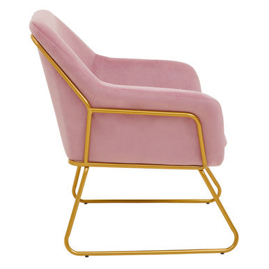 Pink Velvet and Powder Gold Frame Armchair | Xander