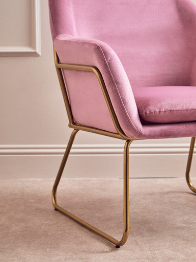 Pink Velvet and Powder Gold Frame Armchair | Xander