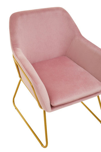 Pink Velvet and Powder Gold Frame Armchair | Xander