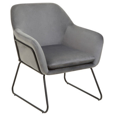 Grey Velvet and Black Frame Accent Chair | Xander