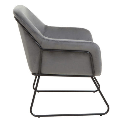 Grey Velvet and Black Frame Accent Chair | Xander