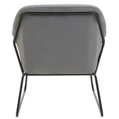 Grey Velvet and Black Frame Accent Chair | Xander