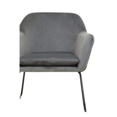 Grey Velvet and Black Frame Accent Chair | Xander