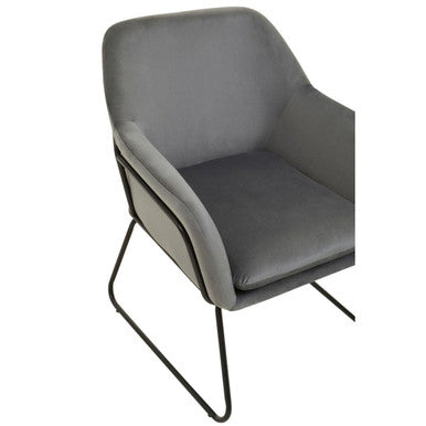Grey Velvet and Black Frame Accent Chair | Xander