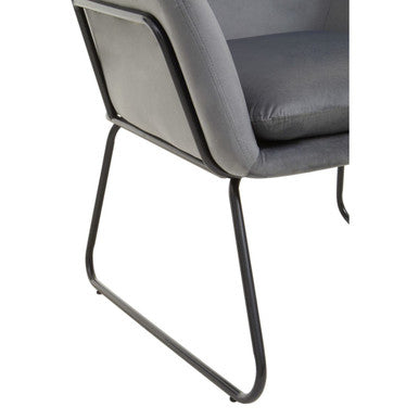 Grey Velvet and Black Frame Accent Chair | Xander