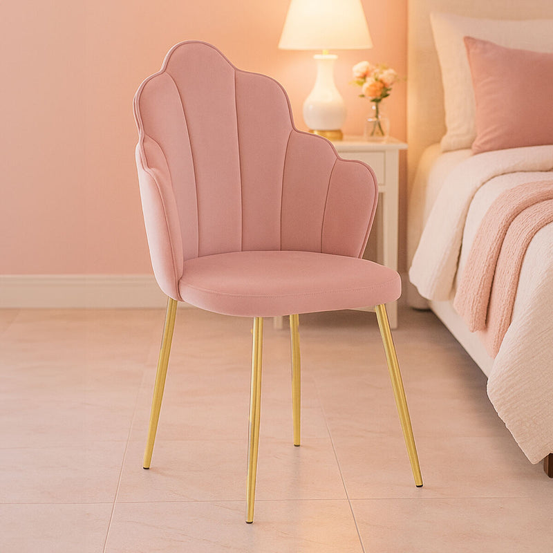 Pink Velvet Dining Chair with Gold Metal Legs | Tian