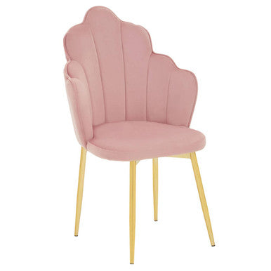 Pink Velvet Dining Chair with Gold Metal Legs | Tian