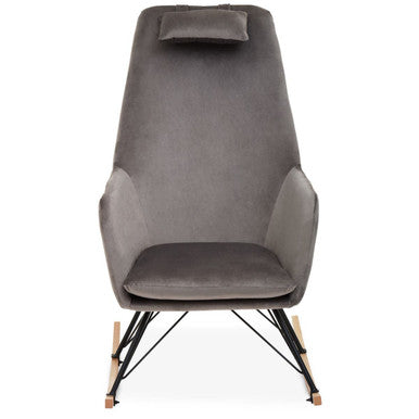 Grey Velvet Rocking Chair | Stockholm