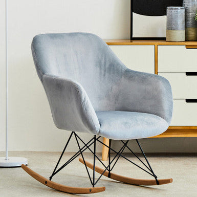 Small Blue Velvet Rocking Chair | Stockholm