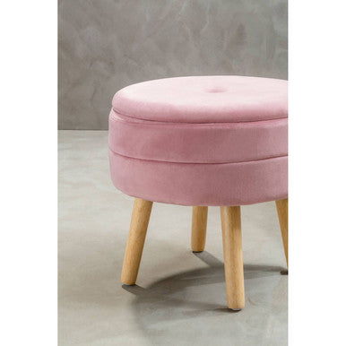 Pink Velvet Stool | Ivy
